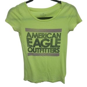 90s Y2k American Eagle Outfitters Safety Yellow Lime Green T-Shirt XS